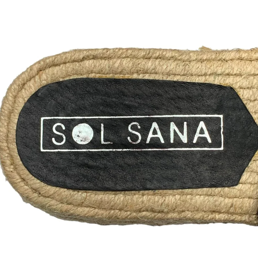 SOL SANA‎ Black Suede Jute Platform Slingback Espadrille Sandals **NWOB